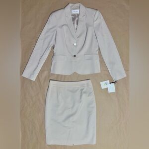 Beige Calvin Klein Small Skirt Suit 2-piece Set